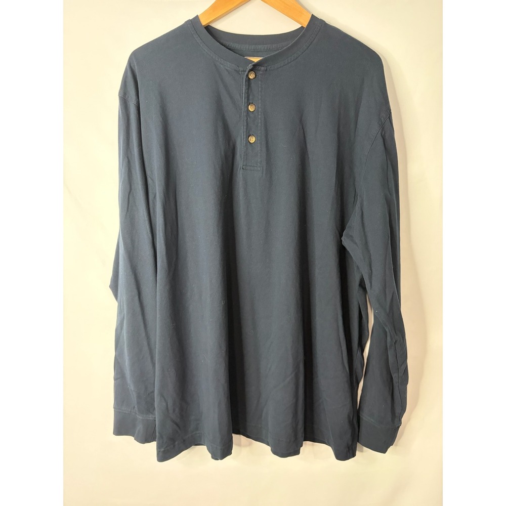 LL Bean Mens Henley Shirt XL Regular Navy Long Sleeve Cotton Traditional Fit